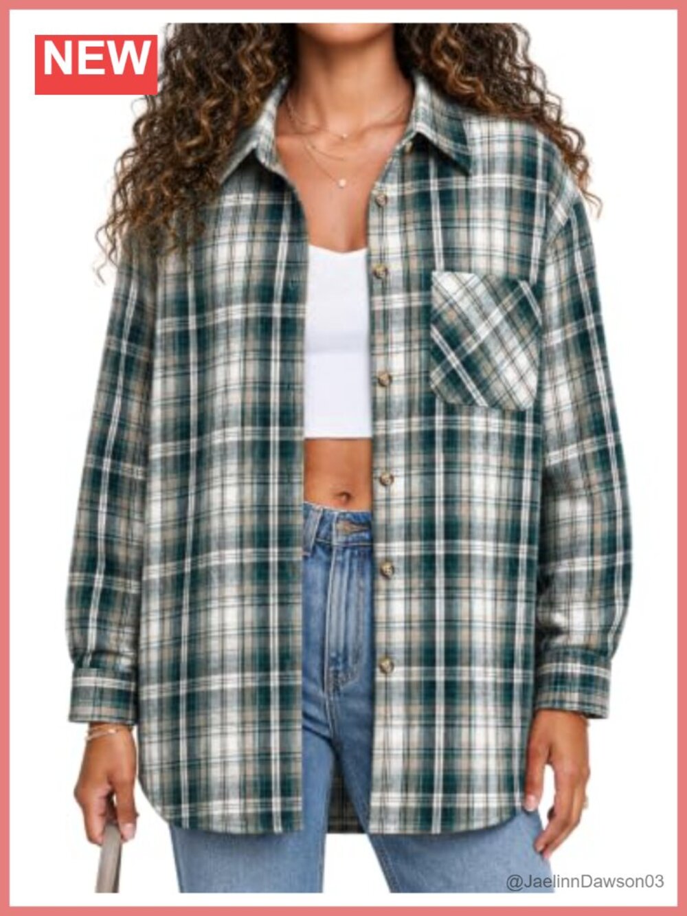 Womens Flannel Shirt Oversized Long Sleeve Button Down Plaid Blouse